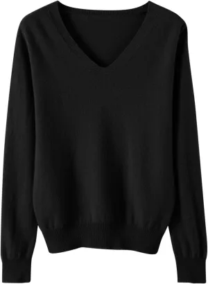 Long Sleeve Sweaters for Women Sexy v Neck Lightweight Knitted Sweater Tops Casual Loose Soft Pullover Jumper