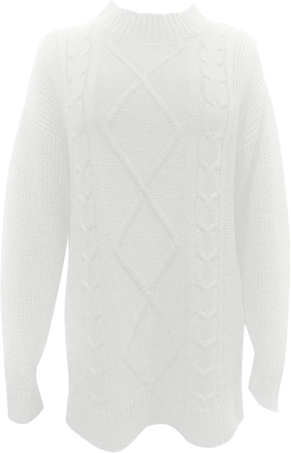 Long Sleeve Turtleneck Sweater Women Winter Casual Solid Color Cable Knitwear Oversize Mock Neck Long Sweater