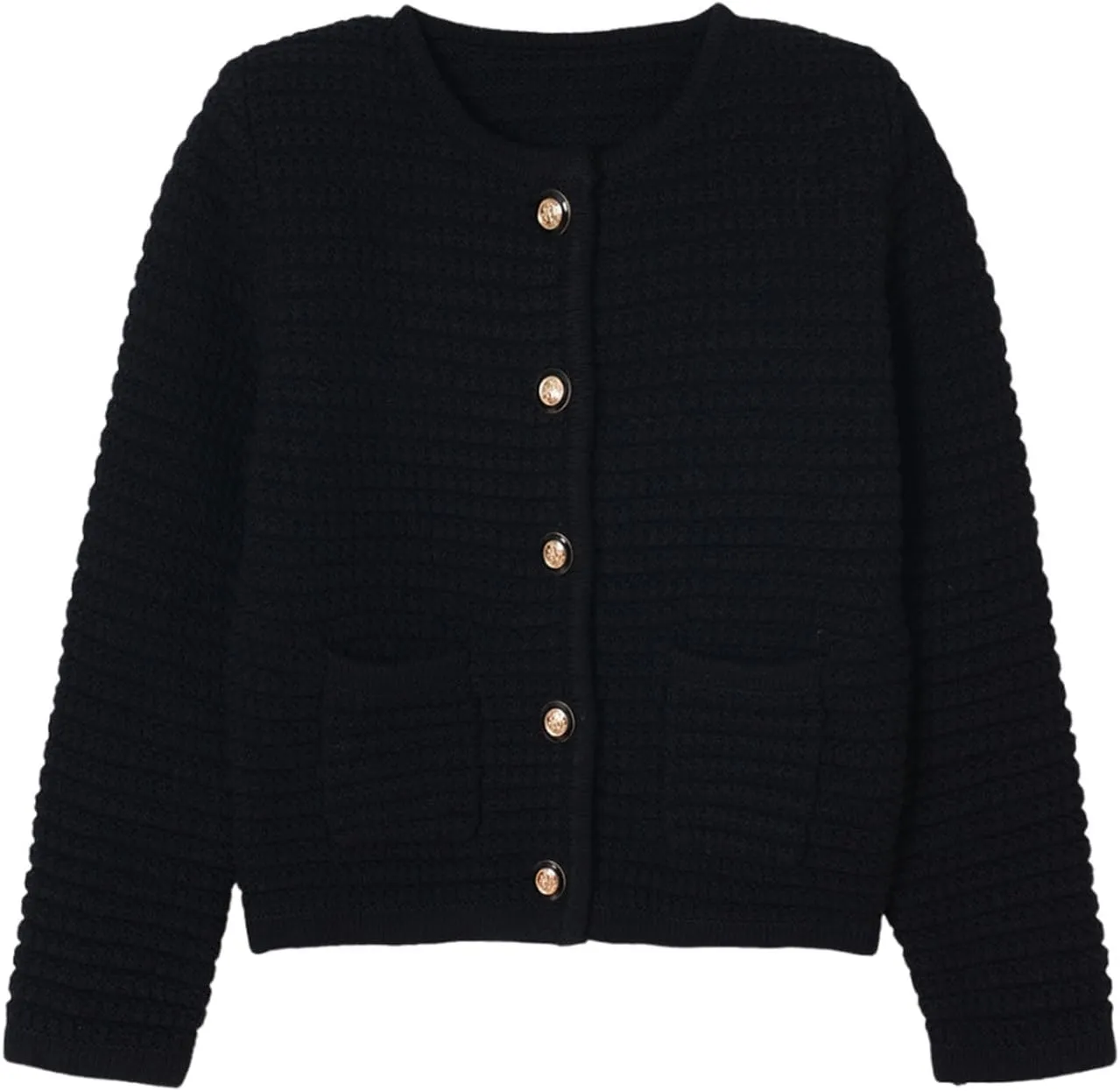Lpmadey Women's 2024 Fall Casual Long Sleeve Button Down Open Front Cable Knit Cardigan Sweater Coat Jackets with Pockets