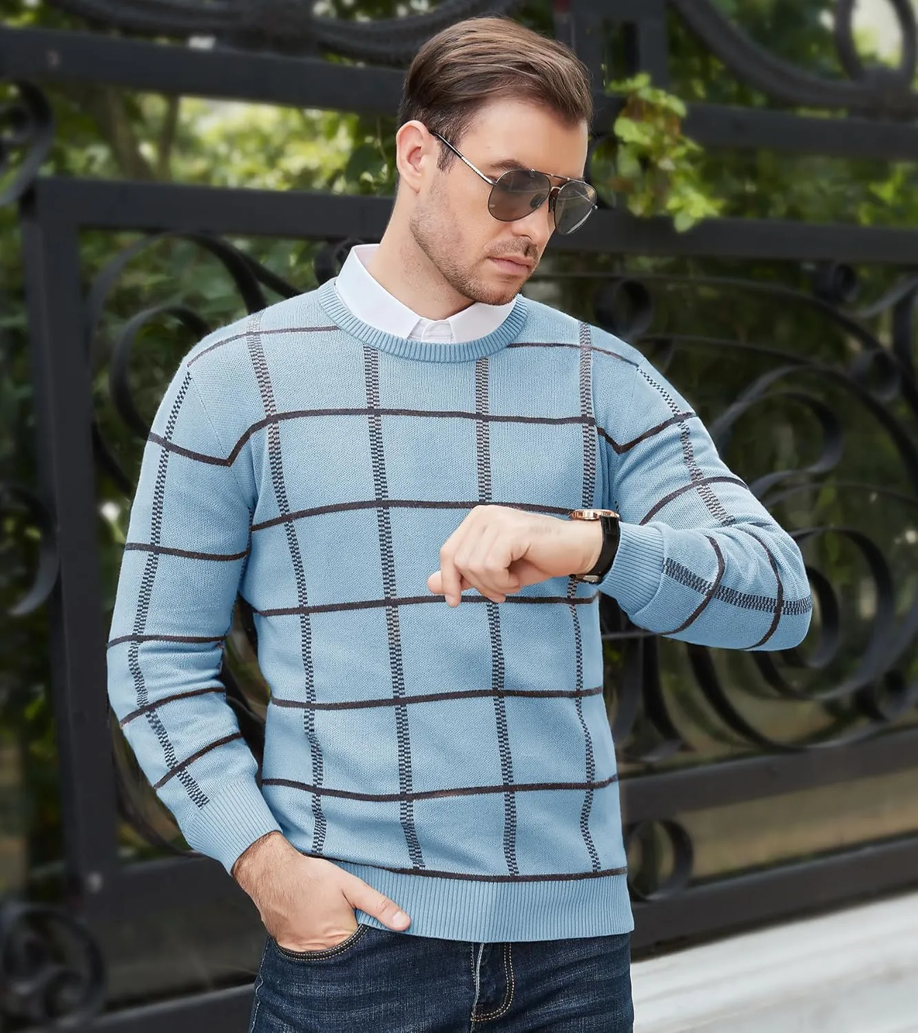 MAGNIVIT Men's Basic Designed Knitted Sweaters Cotton Soft Crewneck Fall Winter Sweaters