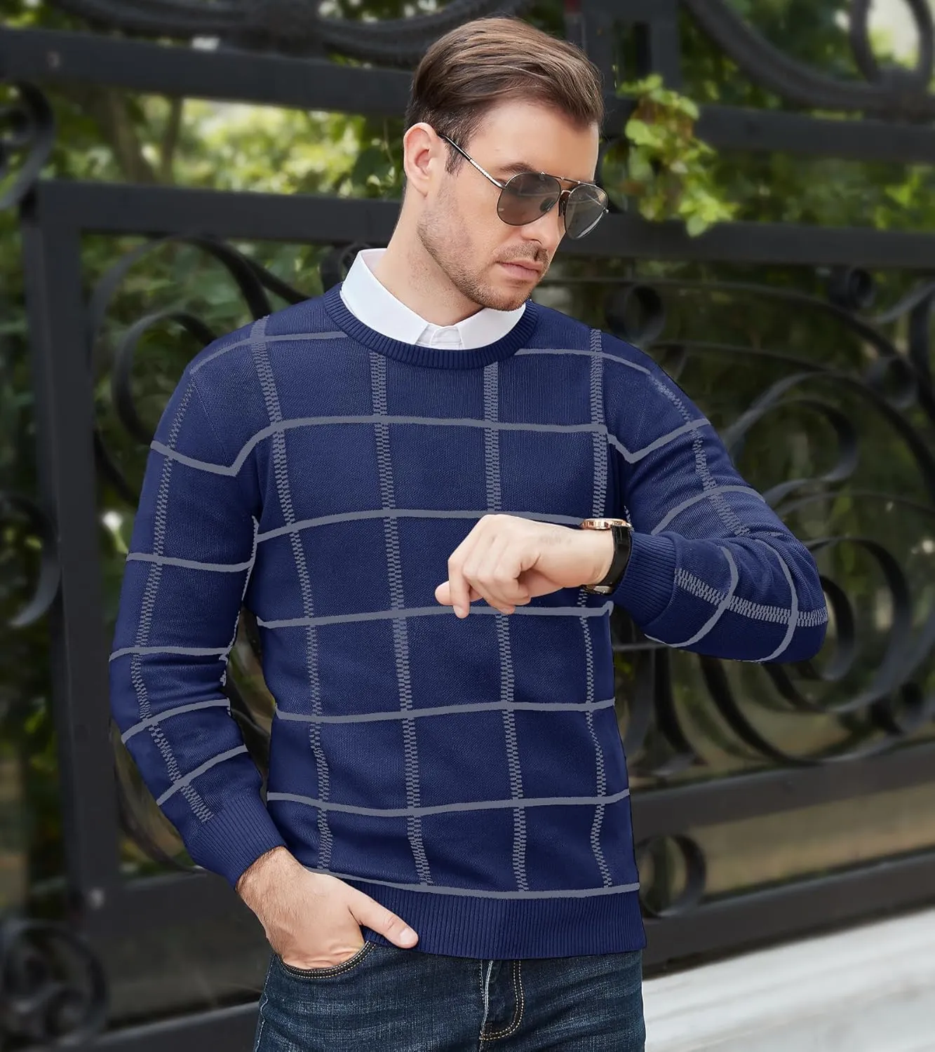 MAGNIVIT Men's Basic Designed Knitted Sweaters Cotton Soft Crewneck Fall Winter Sweaters