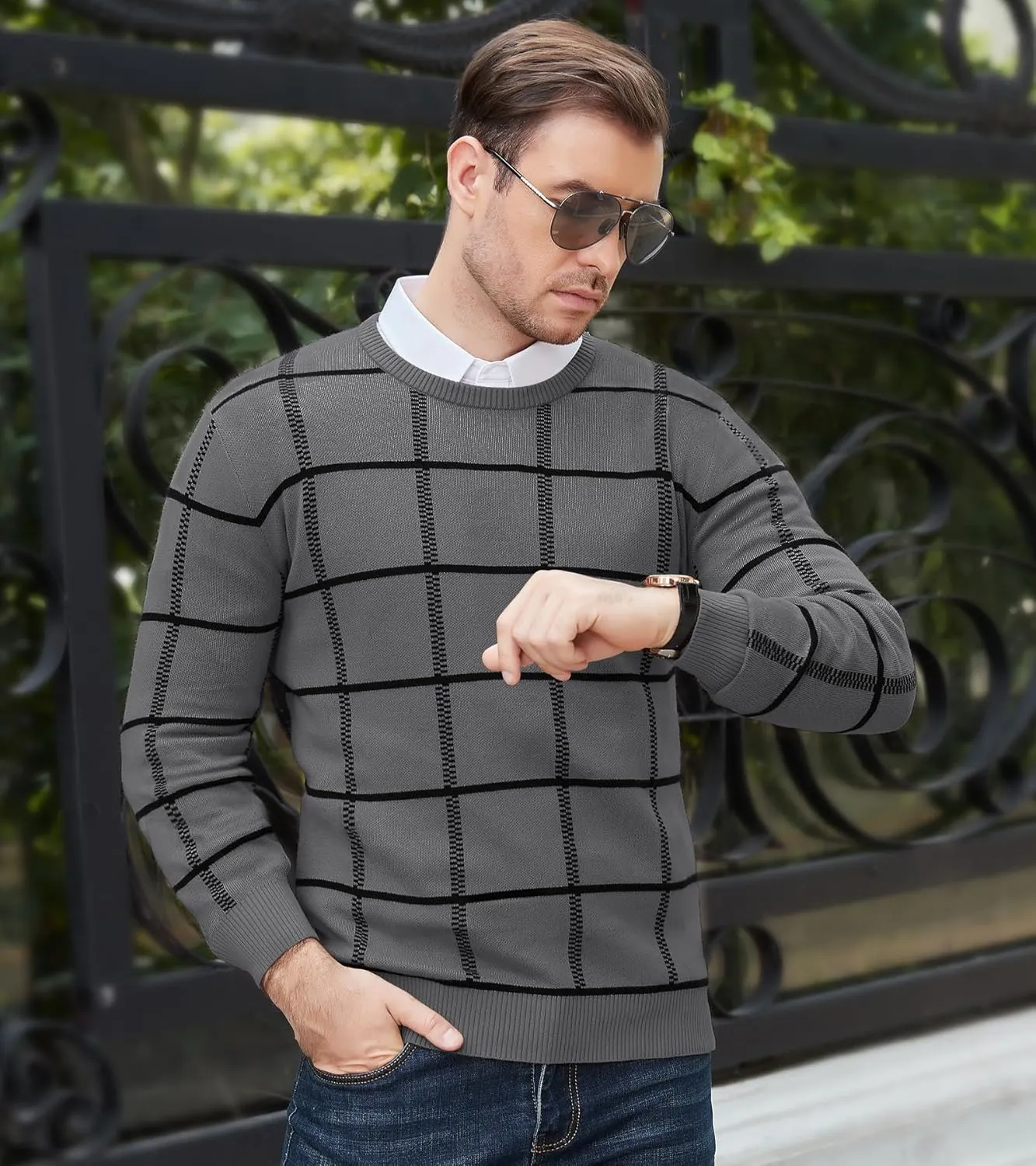 MAGNIVIT Men's Basic Designed Knitted Sweaters Cotton Soft Crewneck Fall Winter Sweaters