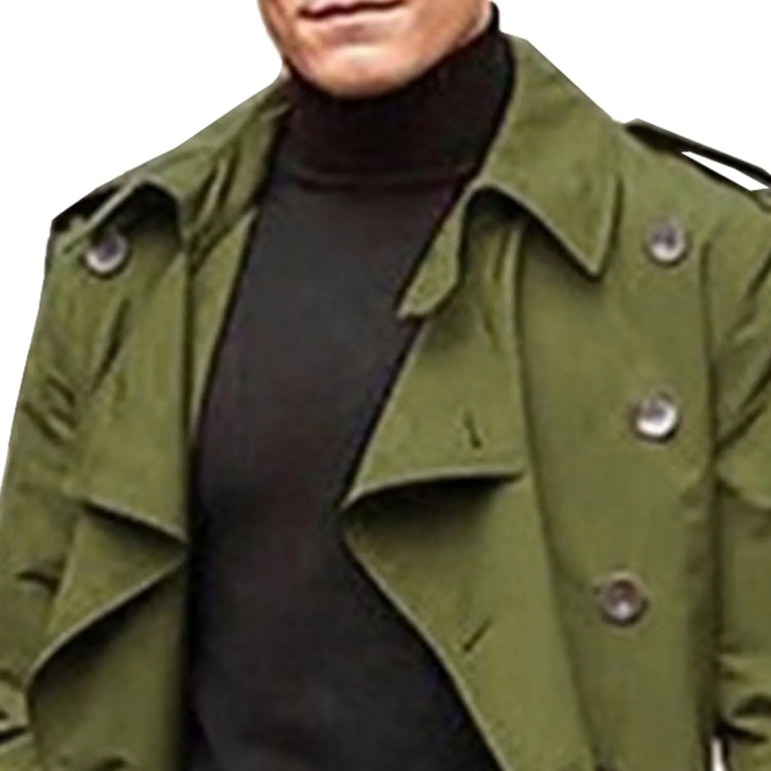 Maiyifu-GJ Men's Mid-Length Trench Coat Slim Fit Double Breasted Long Overcoat Autumn Winter Lapel Windbreaker Jacket
