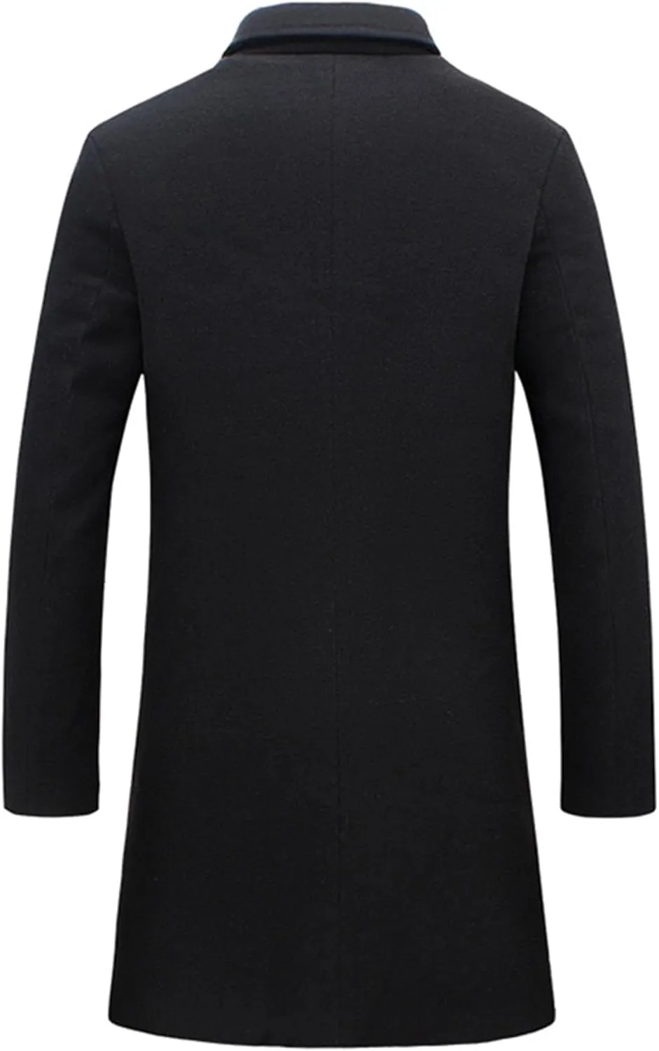 Maiyifu-GJ Mens Slim Fit Long Trench Coat Wool Blend Overcoat Warm Winter Single Breasted Coat Mid-Length Outerwear