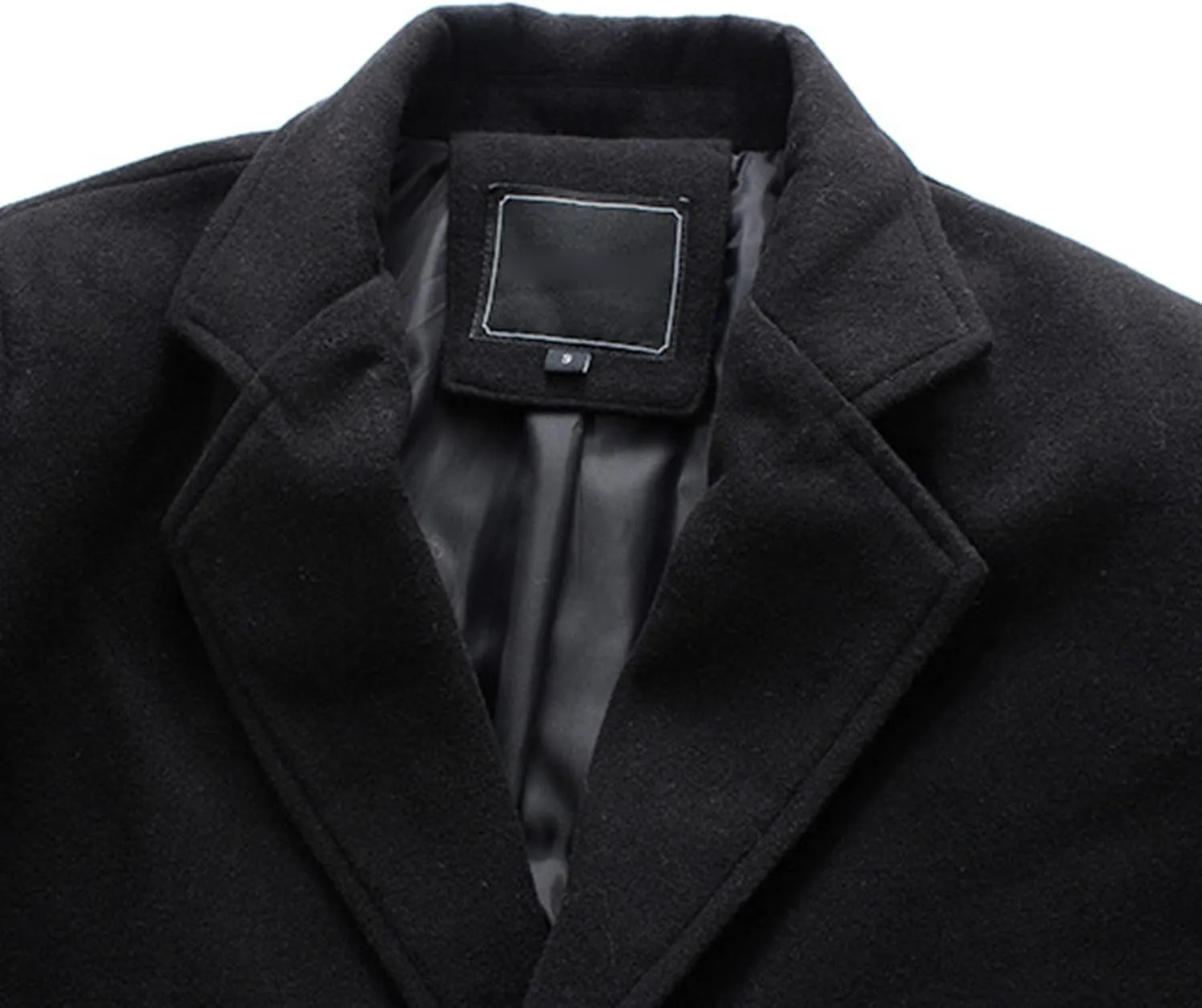 Maiyifu-GJ Mens Slim Fit Long Trench Coat Wool Blend Overcoat Warm Winter Single Breasted Coat Mid-Length Outerwear