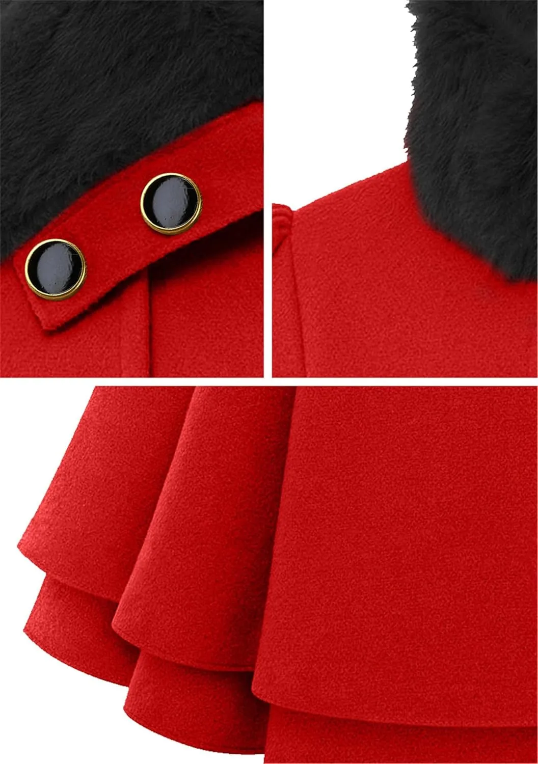 MAYRAIN Women's Mid Long Trench Coat Double Breasted Lapel Wool Blend Overcoat Winter Jacket Outerwear With Belt