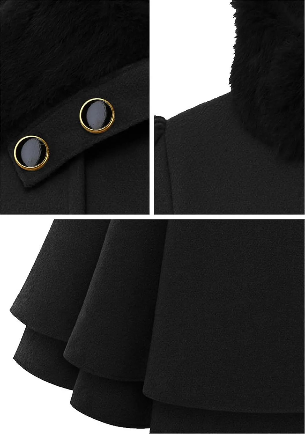 MAYRAIN Women's Mid Long Trench Coat Double Breasted Lapel Wool Blend Overcoat Winter Jacket Outerwear With Belt