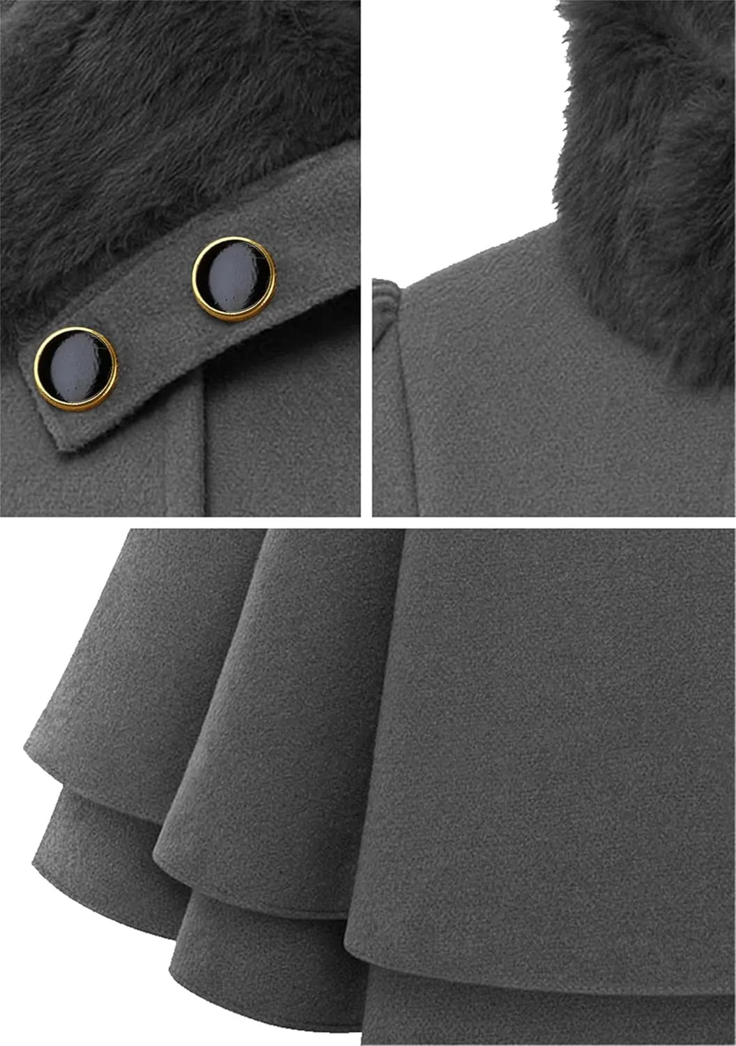 MAYRAIN Women's Mid Long Trench Coat Double Breasted Lapel Wool Blend Overcoat Winter Jacket Outerwear With Belt