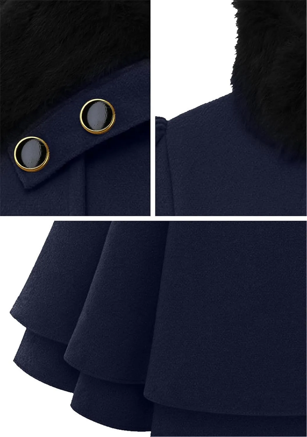 MAYRAIN Women's Mid Long Trench Coat Double Breasted Lapel Wool Blend Overcoat Winter Jacket Outerwear With Belt