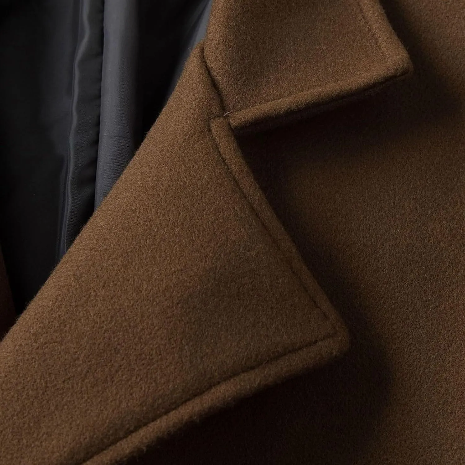 Men's Business Casual Long Trench Coat Classic Double Breasted Wool Blend Pea Coat Warm Winter Overcoat with Pockets