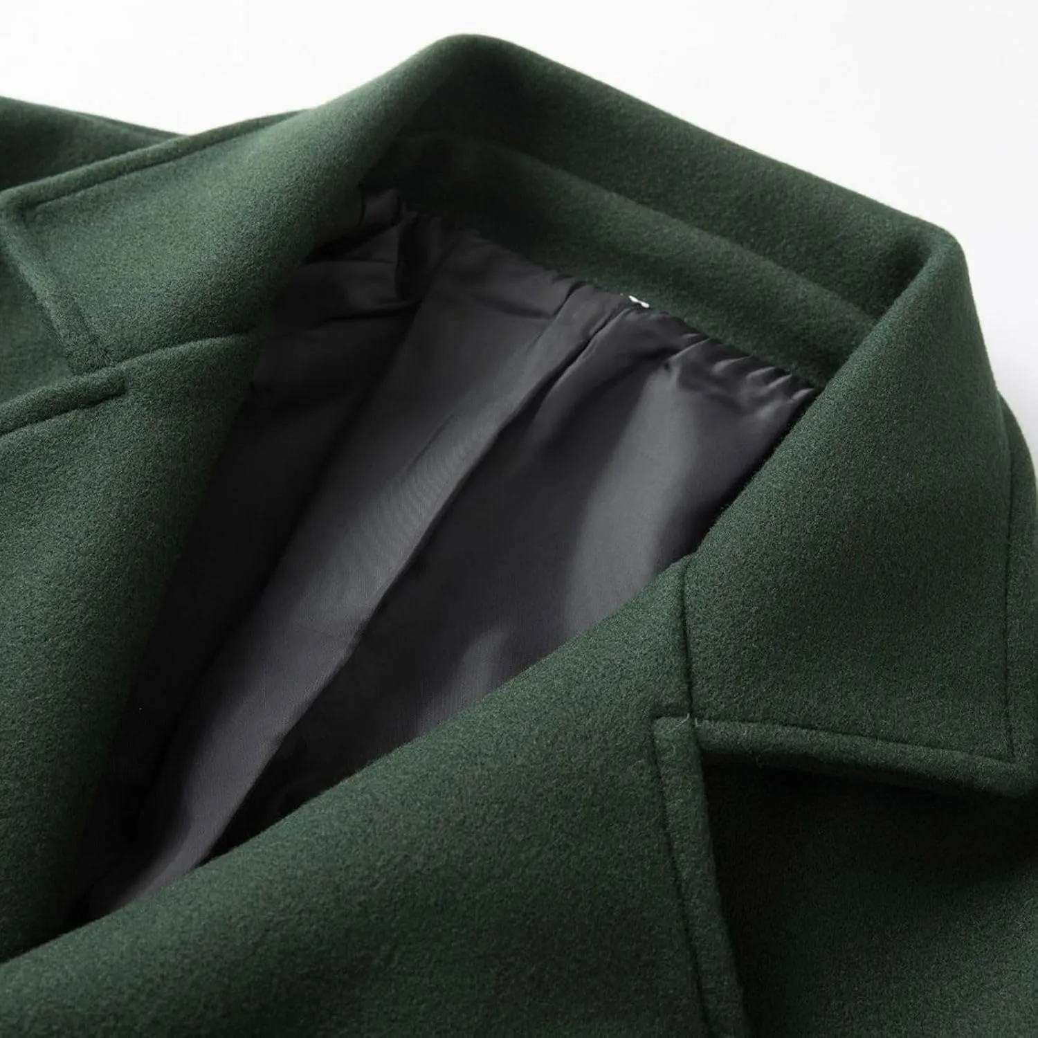 Men's Business Casual Long Trench Coat Classic Double Breasted Wool Blend Pea Coat Warm Winter Overcoat with Pockets