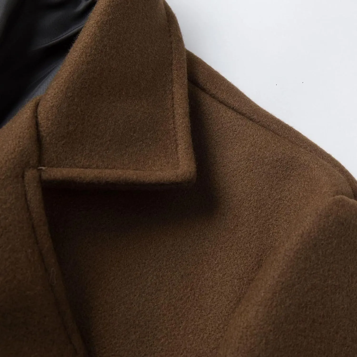 Men's Business Casual Long Trench Coat Classic Double Breasted Wool Blend Pea Coat Warm Winter Overcoat with Pockets