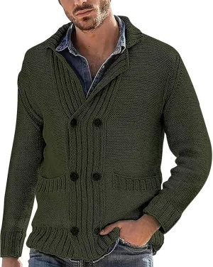 Men's Cable Knit Cardigan Button Down Open Front Cardigan Casual Long Sleeve Sweater Plus Size Knit Cardigan