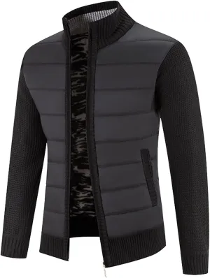 Mens Cardigan, Men's Cardigan Sweaters Knit Zipper Casual Slim Fit Stand Collar with Full Zip and Pockets