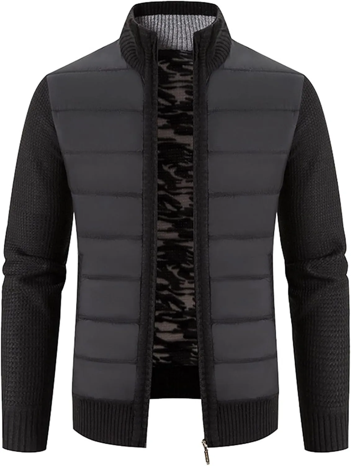 Mens Cardigan, Men's Cardigan Sweaters Knit Zipper Casual Slim Fit Stand Collar with Full Zip and Pockets