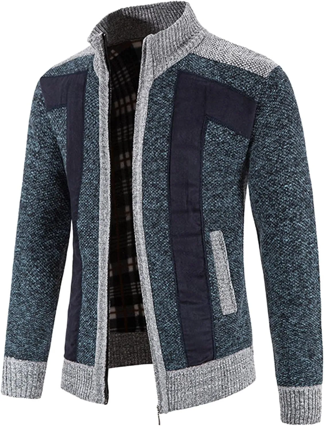 Mens Cardigan, Mens Sweater Cardigan Full Zip Knitted Long Sleeve Sweaters Men Workout Outfits Fleece Warm Jackets