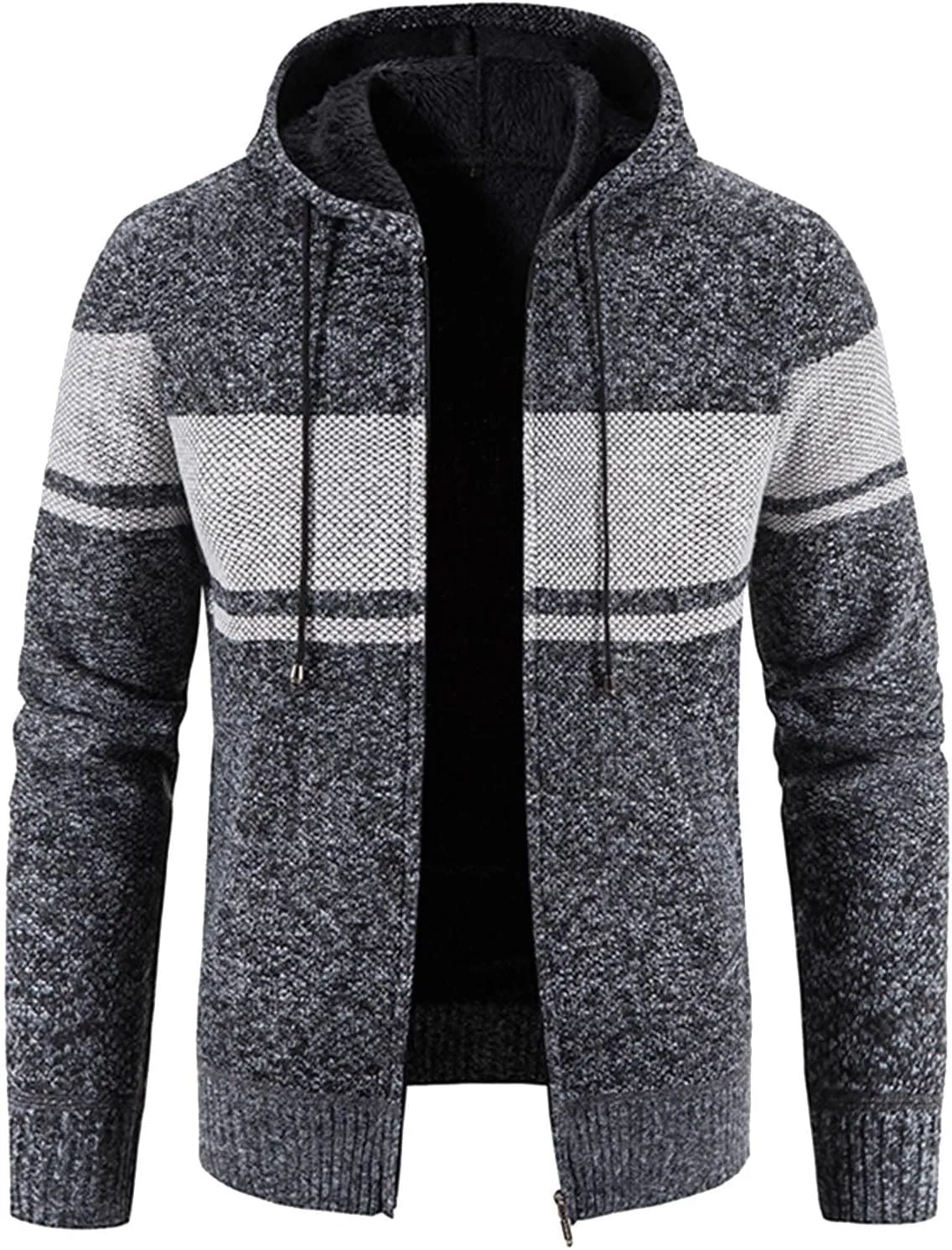 Mens Cardigan, Men's Sweaters Full Zip Slim Thick Knitted Cardigan Sweaters Patchwork Jackets with Pockets