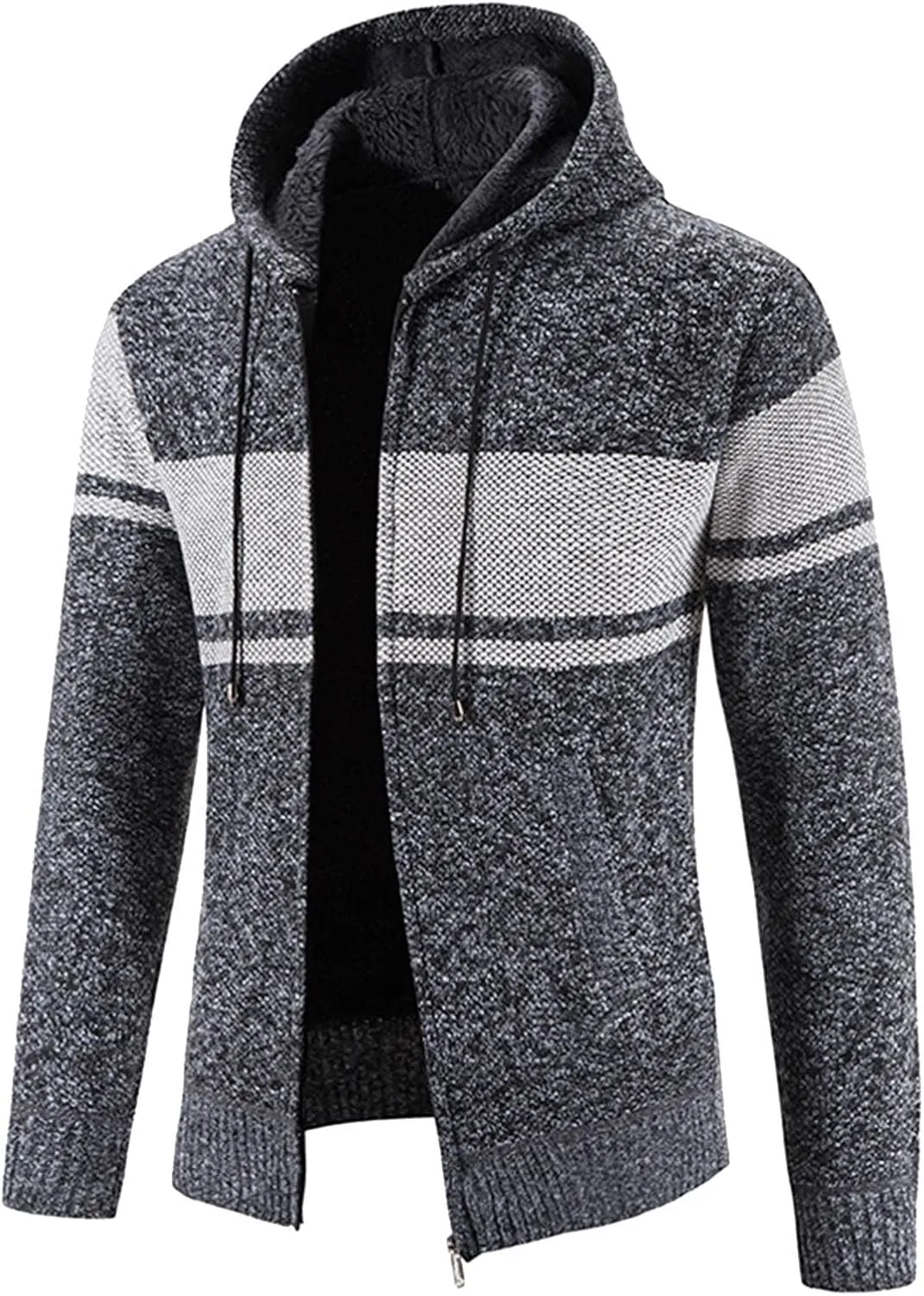 Mens Cardigan, Men's Sweaters Full Zip Slim Thick Knitted Cardigan Sweaters Patchwork Jackets with Pockets