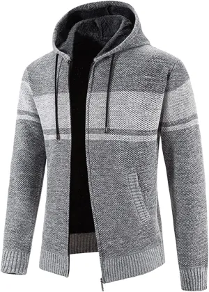 Mens Cardigan, Men's Sweaters Full Zip Slim Thick Knitted Cardigan Sweaters Patchwork Jackets with Pockets