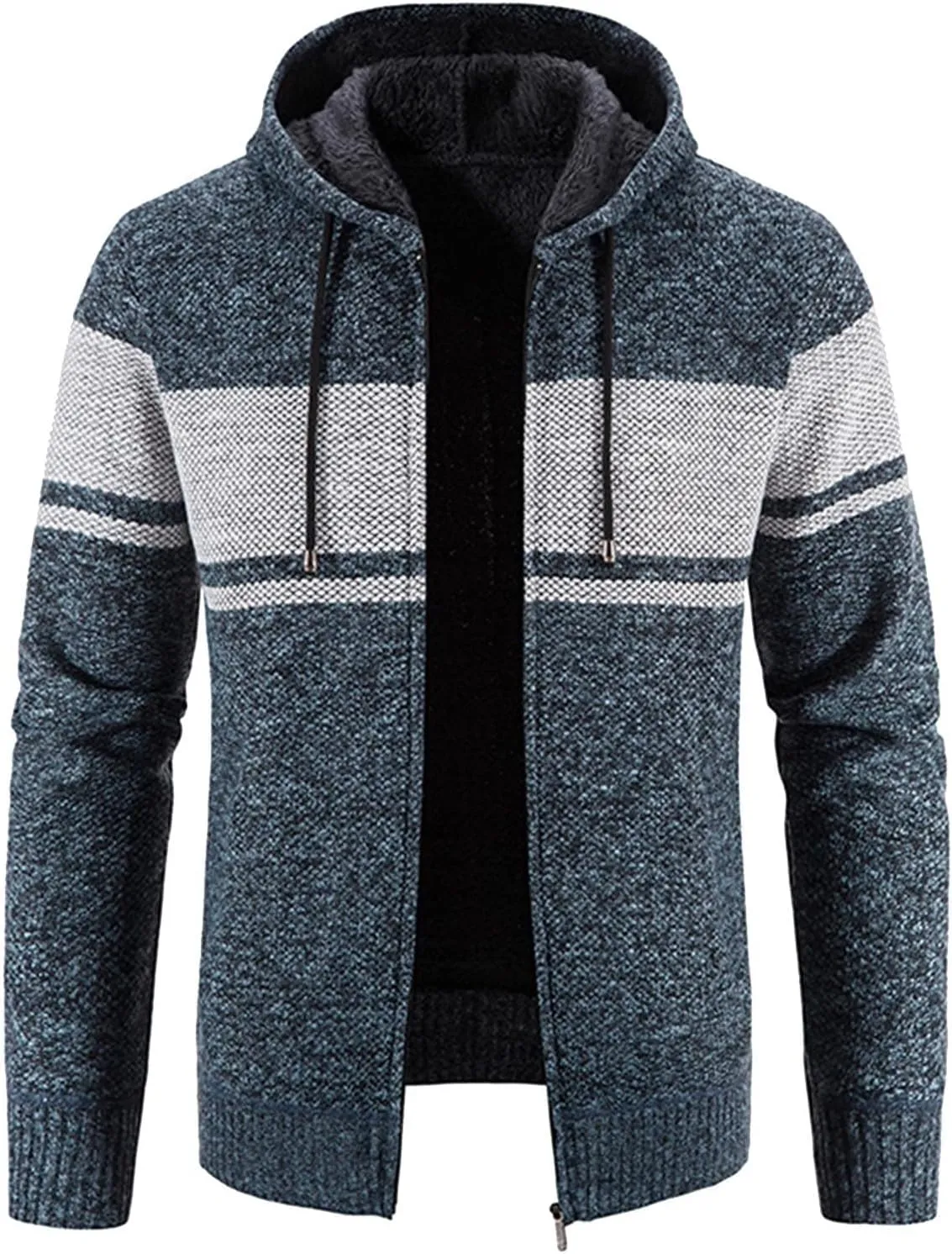 Mens Cardigan, Men's Sweaters Full Zip Slim Thick Knitted Cardigan Sweaters Patchwork Jackets with Pockets