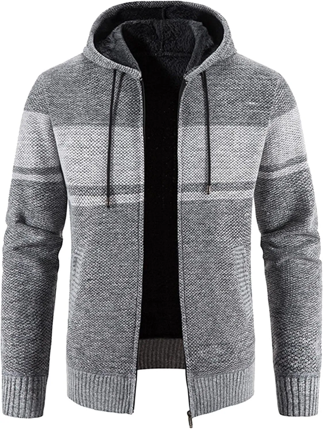 Mens Cardigan, Men's Sweaters Full Zip Slim Thick Knitted Cardigan Sweaters Patchwork Jackets with Pockets