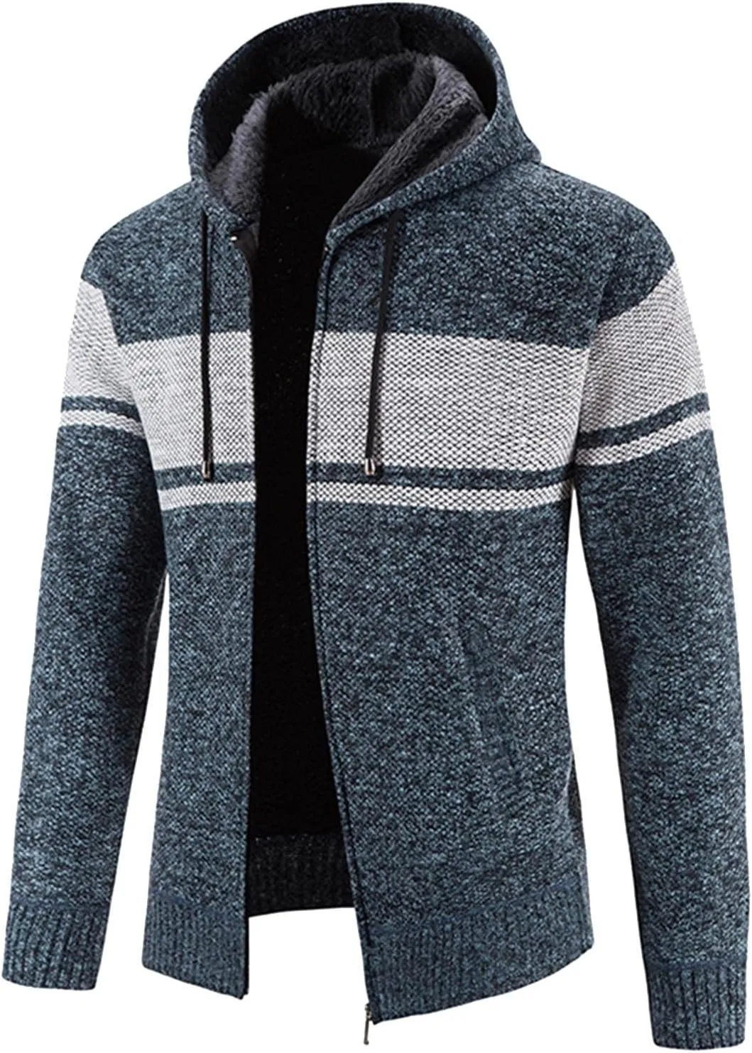 Mens Cardigan, Men's Sweaters Full Zip Slim Thick Knitted Cardigan Sweaters Patchwork Jackets with Pockets