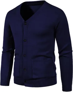 Men's Cardigan Sweaters Button Down Knit Sweater Long Sleeve V Neck Cardigan Slim Fit Cardigan Sweaters Winter Outfits