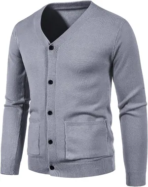 Men's Cardigan Sweaters Button Down Knit Sweater Long Sleeve V Neck Cardigan Slim Fit Cardigan Sweaters Winter Outfits