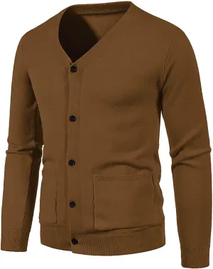 Men's Cardigan Sweaters Button Down Knit Sweater Long Sleeve V Neck Cardigan Slim Fit Cardigan Sweaters Winter Outfits
