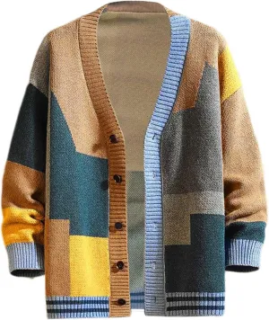 Mens Cardigan Sweaters, Button Down Long Sleeve Knitted Slim Fit Sweaters Fall Winter Soft Athletic Sportswear