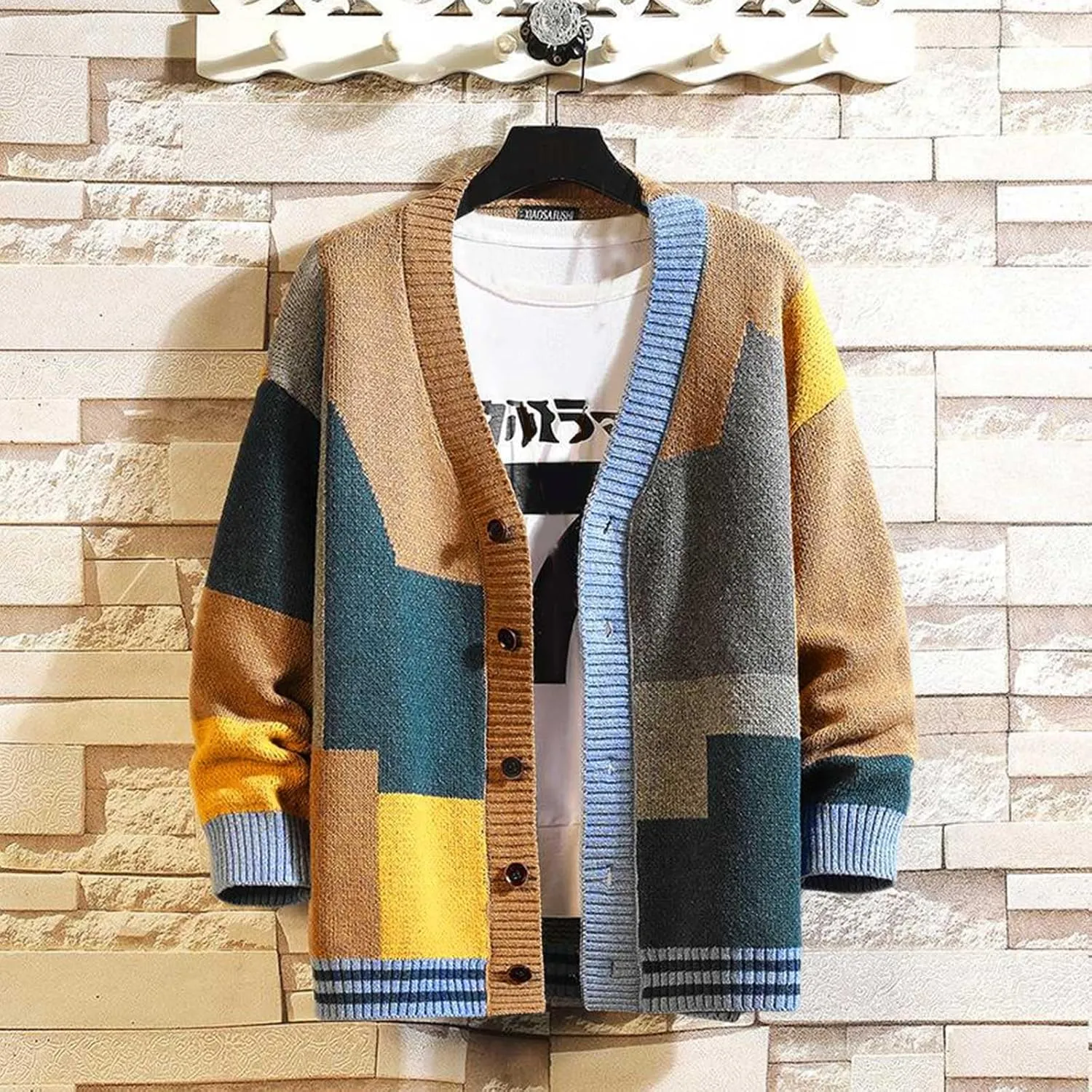 Mens Cardigan Sweaters, Button Down Long Sleeve Knitted Slim Fit Sweaters Fall Winter Soft Athletic Sportswear