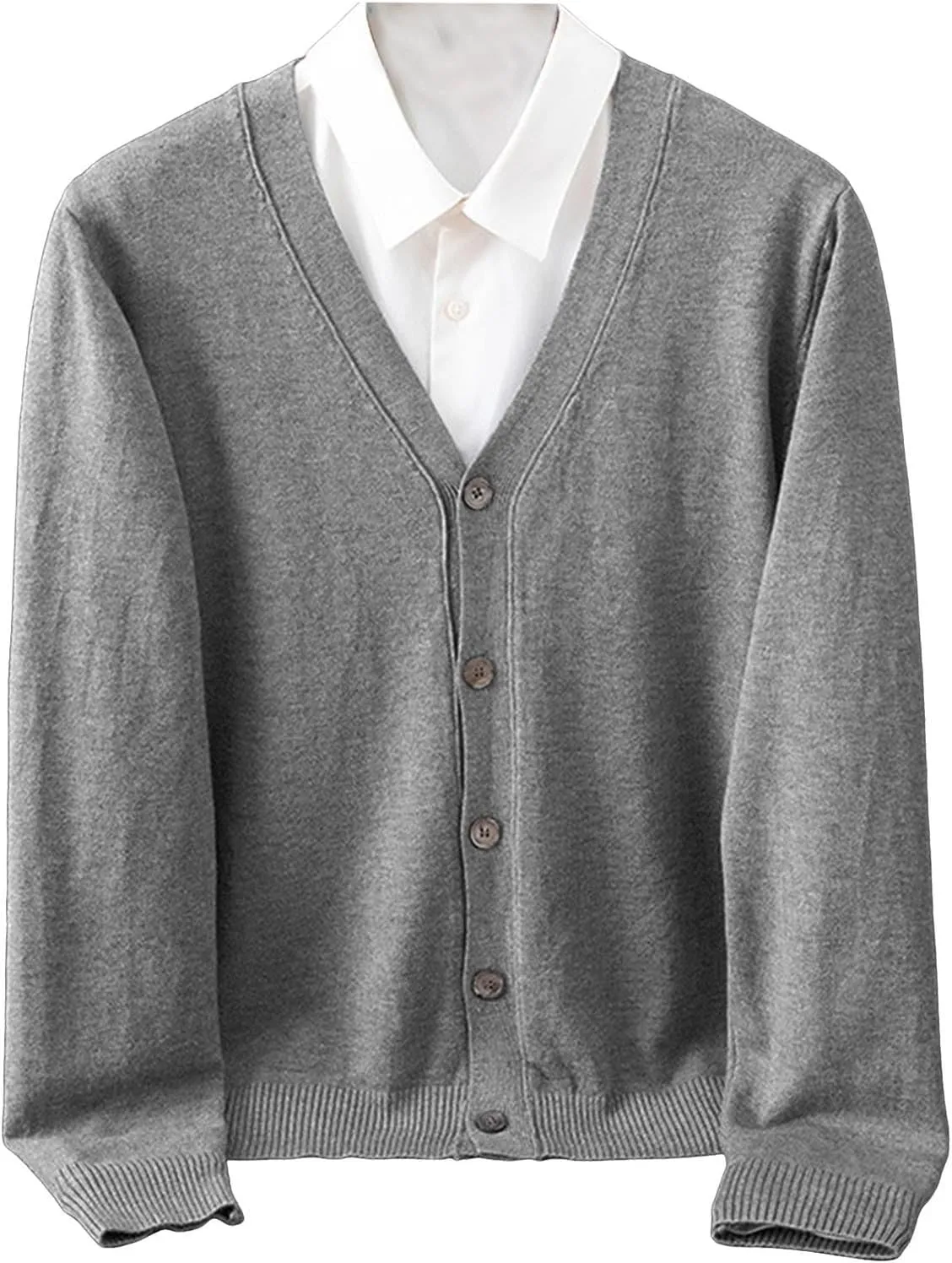 Men's Cardigan Sweaters Knitted V Neck Regular Fit Jacket Button Down Fleece Lined Winter Warm Coat with Pocket