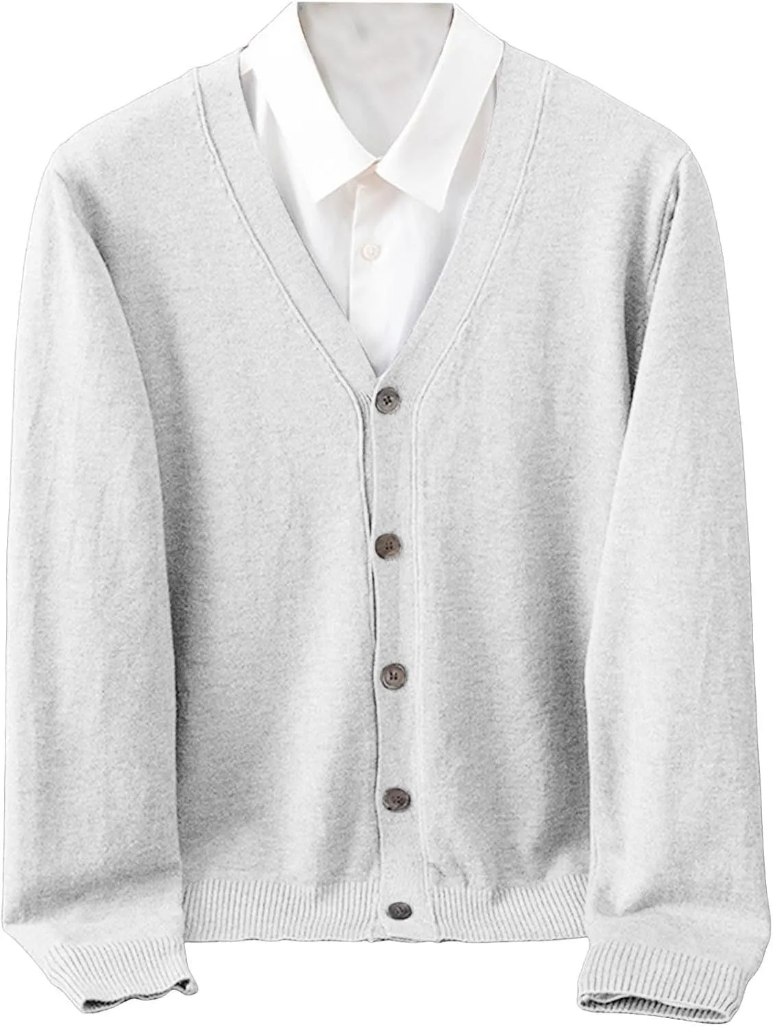 Men's Cardigan Sweaters Knitted V Neck Regular Fit Jacket Button Down Fleece Lined Winter Warm Coat with Pocket