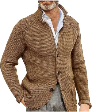 Men's Cardigan Sweaters Wool Blend V Neck Button Down Sweaters Vintage Casual Cardigan Sweaters with Pockets