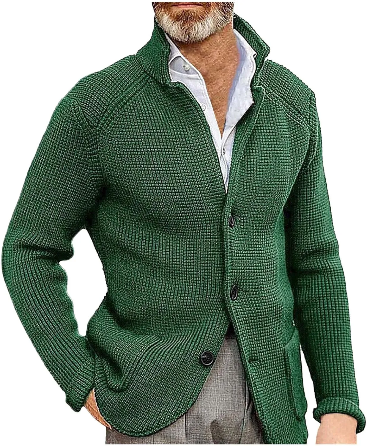 Men's Cardigan Sweaters Wool Blend V Neck Button Down Sweaters Vintage Casual Cardigan Sweaters with Pockets