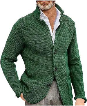 Men's Cardigan Sweaters Wool Blend V Neck Button Down Sweaters Vintage Casual Cardigan Sweaters with Pockets