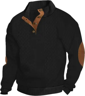 Men's Cashmere Sweaters, Men's Outdoor Casual Stand Cashmere Button Long Sleeve Sweater, Cashmere Sweatshirt Golf