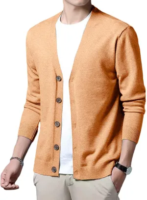 Men's Cashmere Sweaters, Mens Shawl Collar Cardigan Sweater Cable Knit Button Chunky Long Sleeve Warm Casual Sweaters