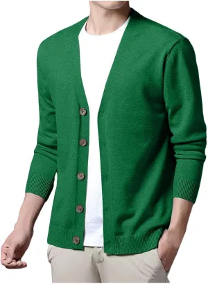 Men's Cashmere Sweaters, Mens Shawl Collar Cardigan Sweater Cable Knit Button Chunky Long Sleeve Warm Casual Sweaters