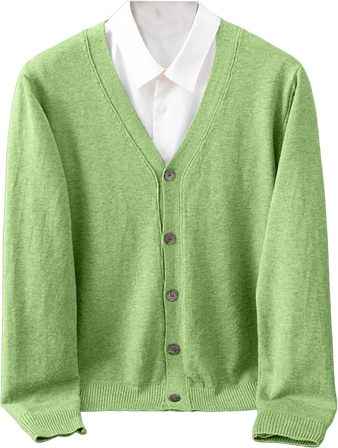 Men's Casual Long Sleeve Shawl Collar Buttons Down Cable Knit Cardigan Sweater Slim Fit V Neck Sweaters with Pockets