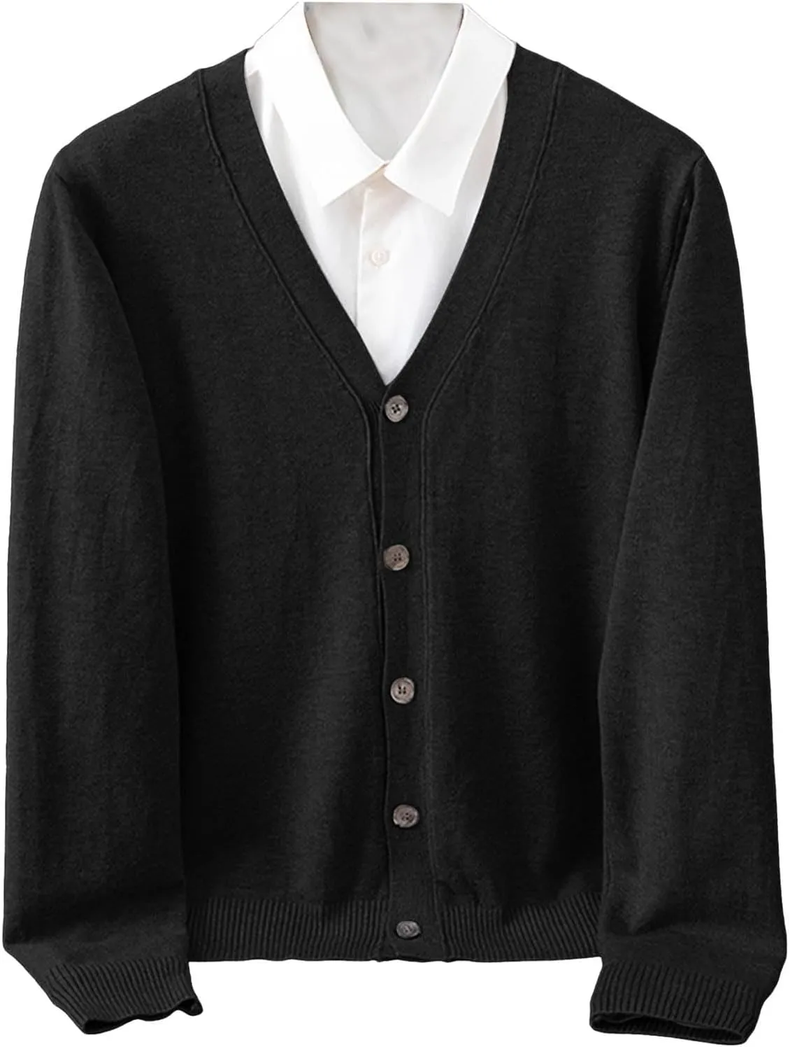 Men's Casual Long Sleeve Shawl Collar Buttons Down Cable Knit Cardigan Sweater Slim Fit V Neck Sweaters with Pockets