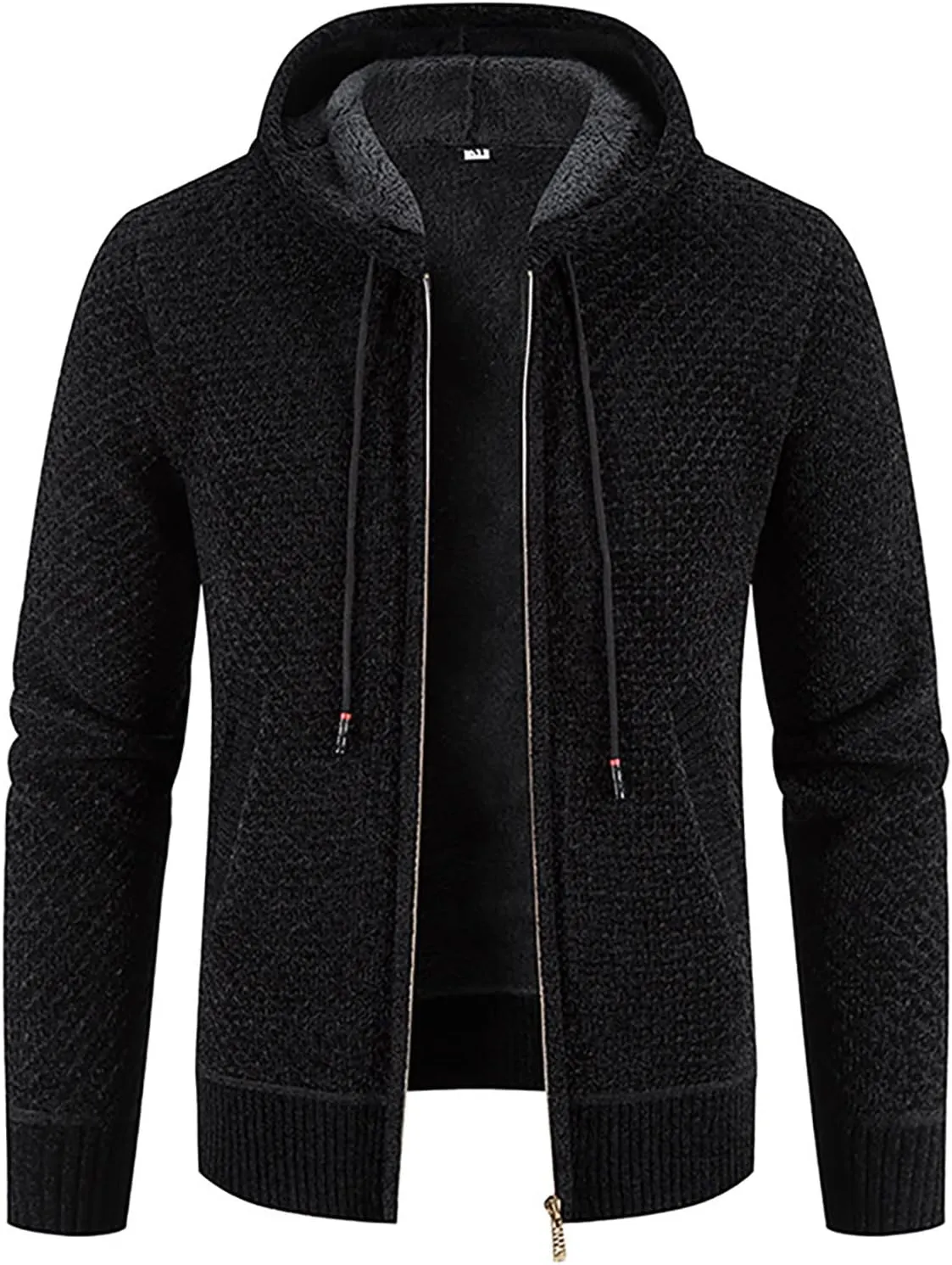 Men's Casual Stand Collar Cardigan Button Down Cable Thick Knitted Full Zip Sweater with Pattern