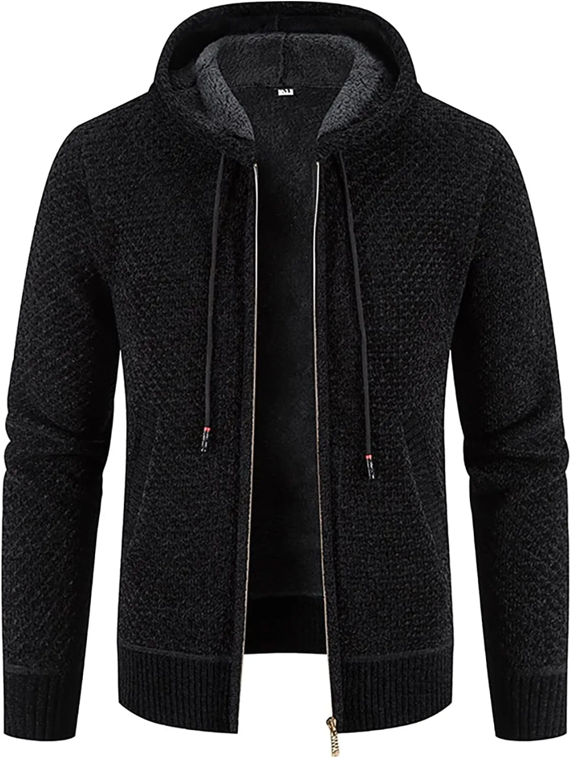 Men's Casual Stand Collar Cardigan Button Down Cable Thick Knitted Full Zip Sweater with Pattern