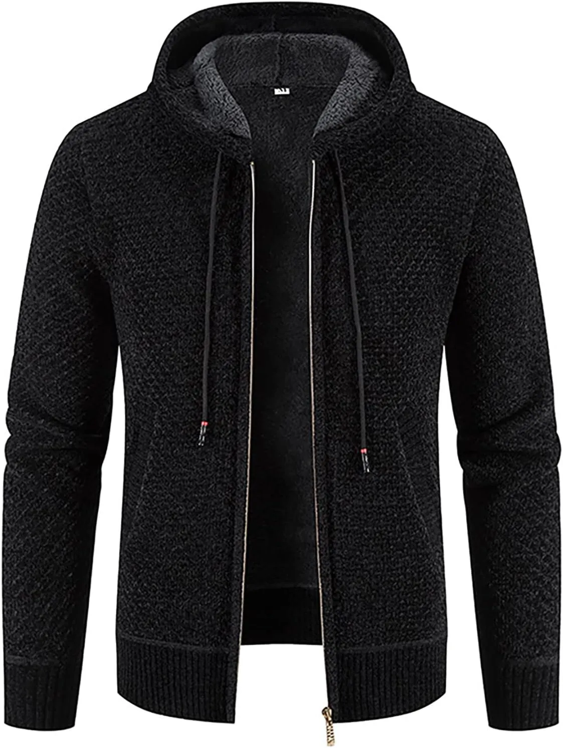 Men's Casual Stand Collar Cardigan Button Down Cable Thick Knitted Full Zip Sweater with Pattern