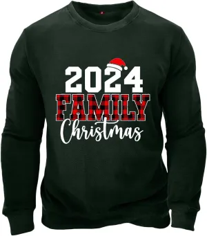 Mens Christmas Sweatshirt Festive Santa Snowman Holiday Sweatshirts 2024 Graphic Print Ugly Pullover for Men