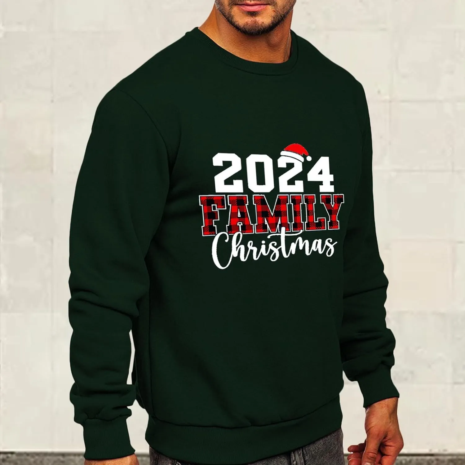 Mens Christmas Sweatshirt Festive Santa Snowman Holiday Sweatshirts 2024 Graphic Print Ugly Pullover for Men
