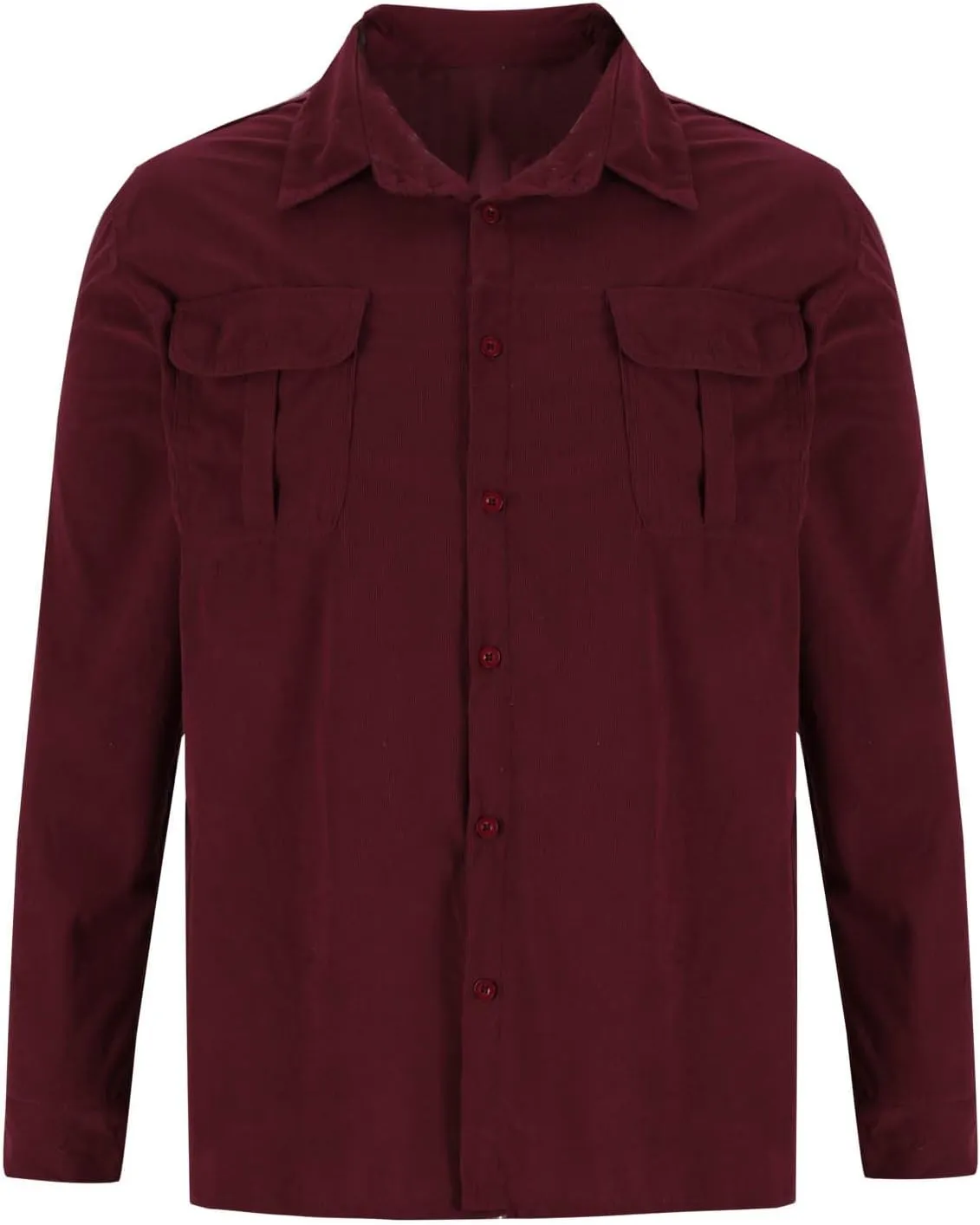 Mens Corduroy Shirts Casual Western Long Sleeve Button Down Shacket Jackets Regular Fit Work Tops with 2 Flap Pockets