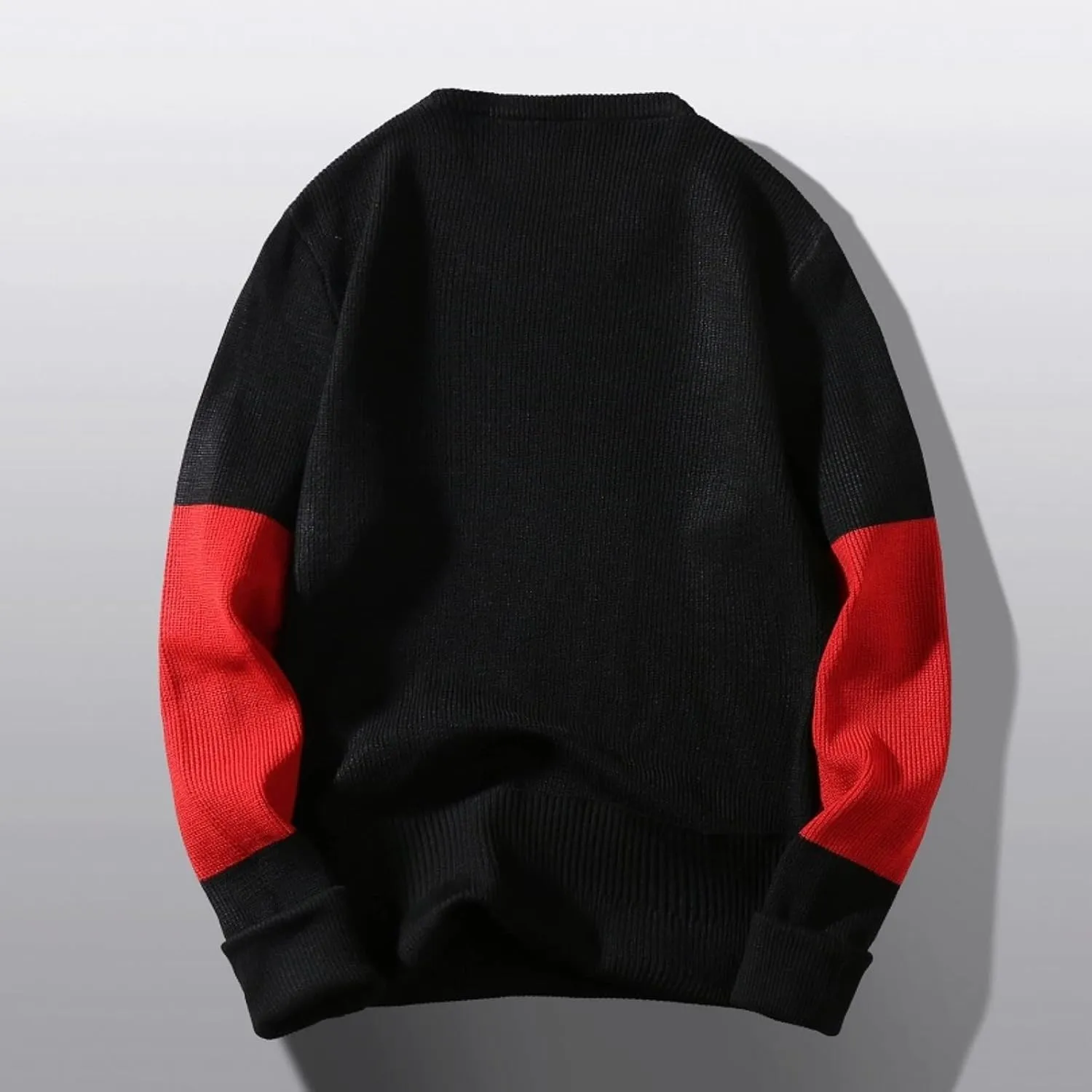 Mens Crewneck Oversized Sweaters Long Sleeve Patchwork Knit Jumper Pullover Stretchy Autumn Fashion Blouse T Shirts