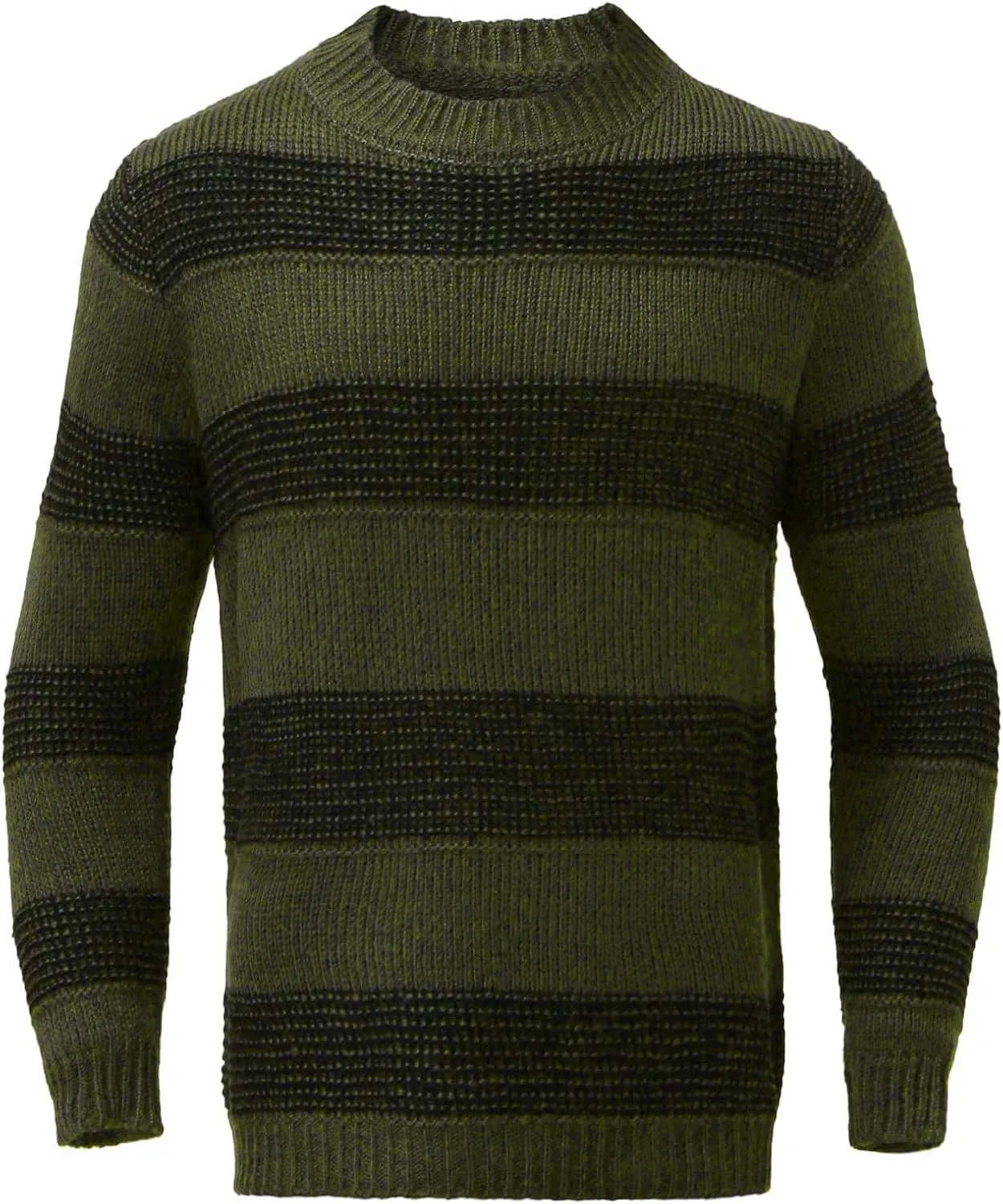 Mens Crewneck Pullover Sweater Waffle Textured Striped Print Long Sleeve Knitted Sweaters Fall Winter Sweaters