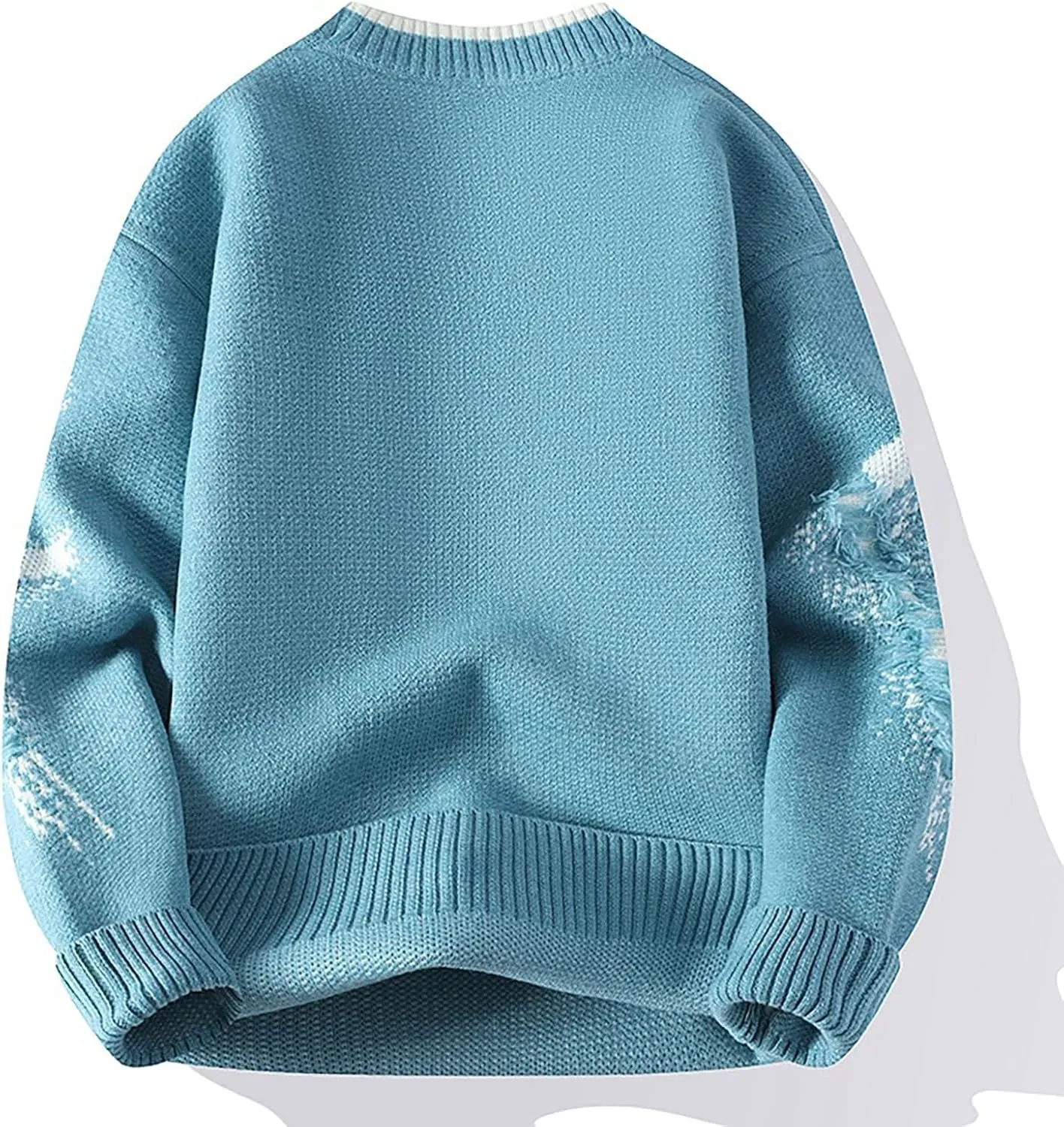 Mens Crewneck Sweater Long Sleeve Pullover Ribbed Knitted Tops Lightweight Casual Loose Knitwear Fall Fashion Sweater